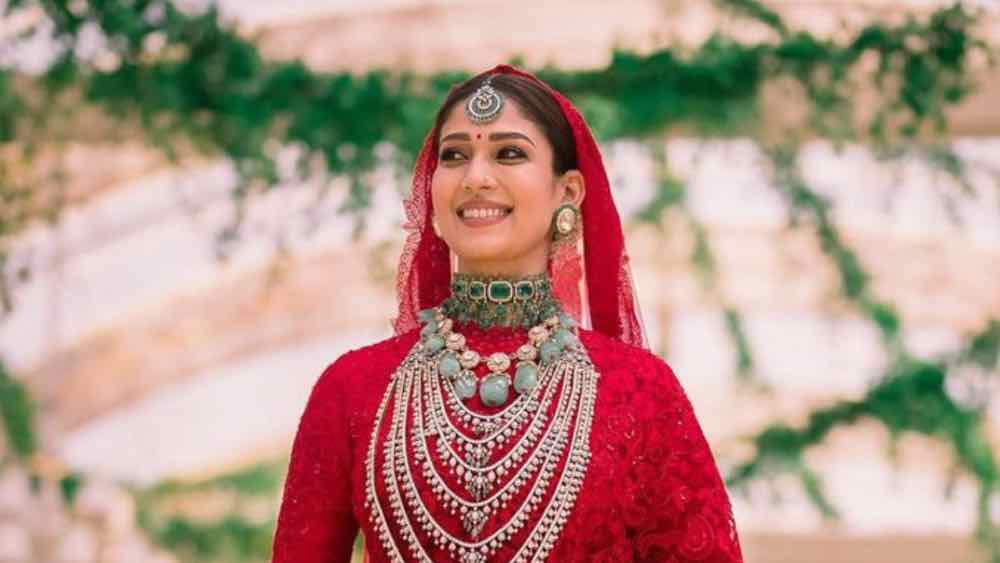 Nayanthara's Red Custom-made Jade Saree